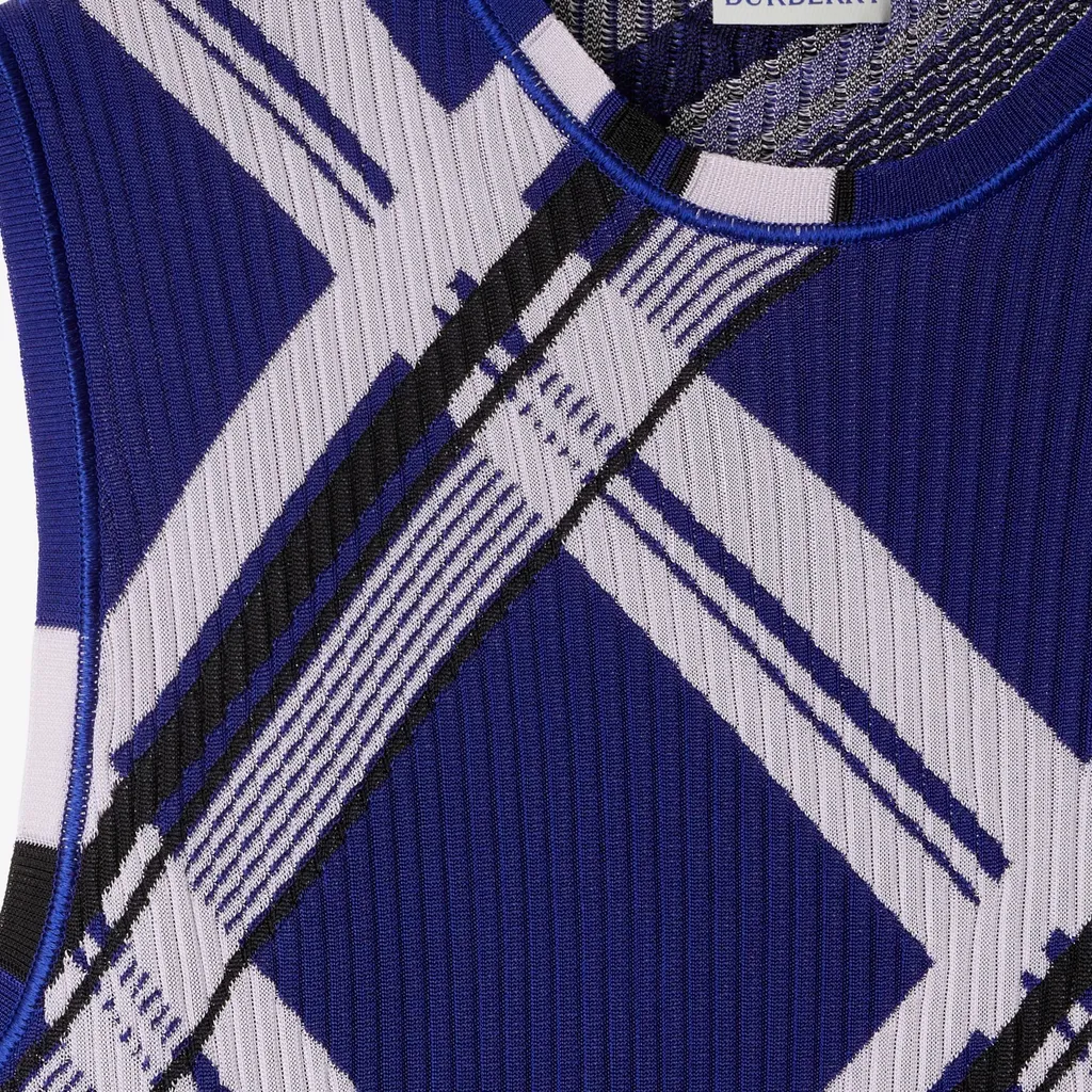 Plaid-Check Ribbed Silk Vest