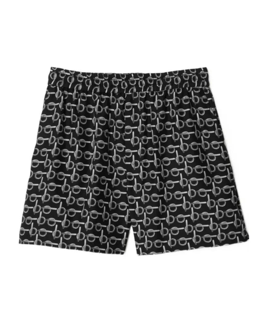 B Print Mid-Waisted Shorts