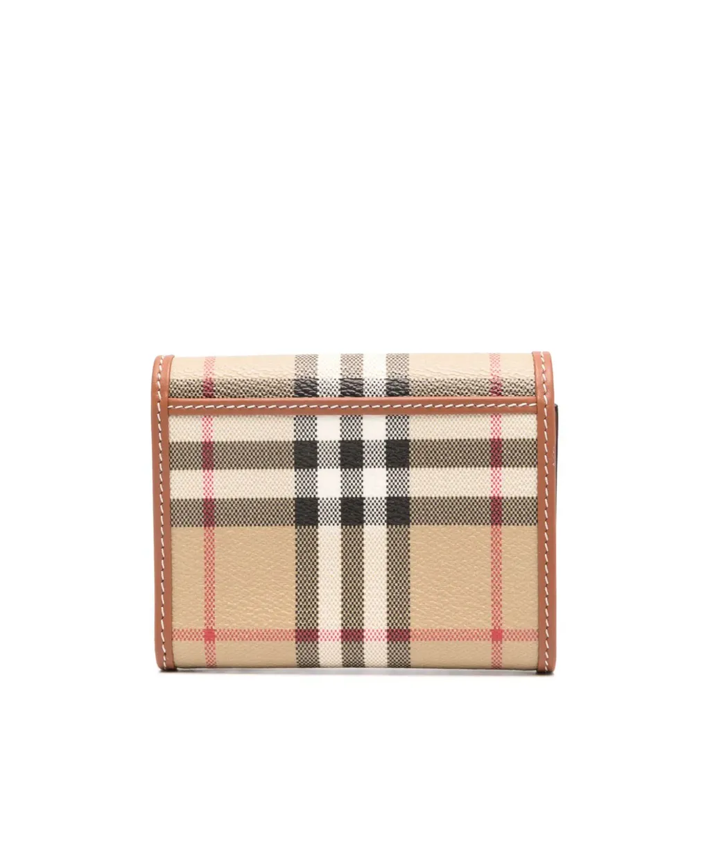 Small Check-Pattern Tri-Fold Wallet
