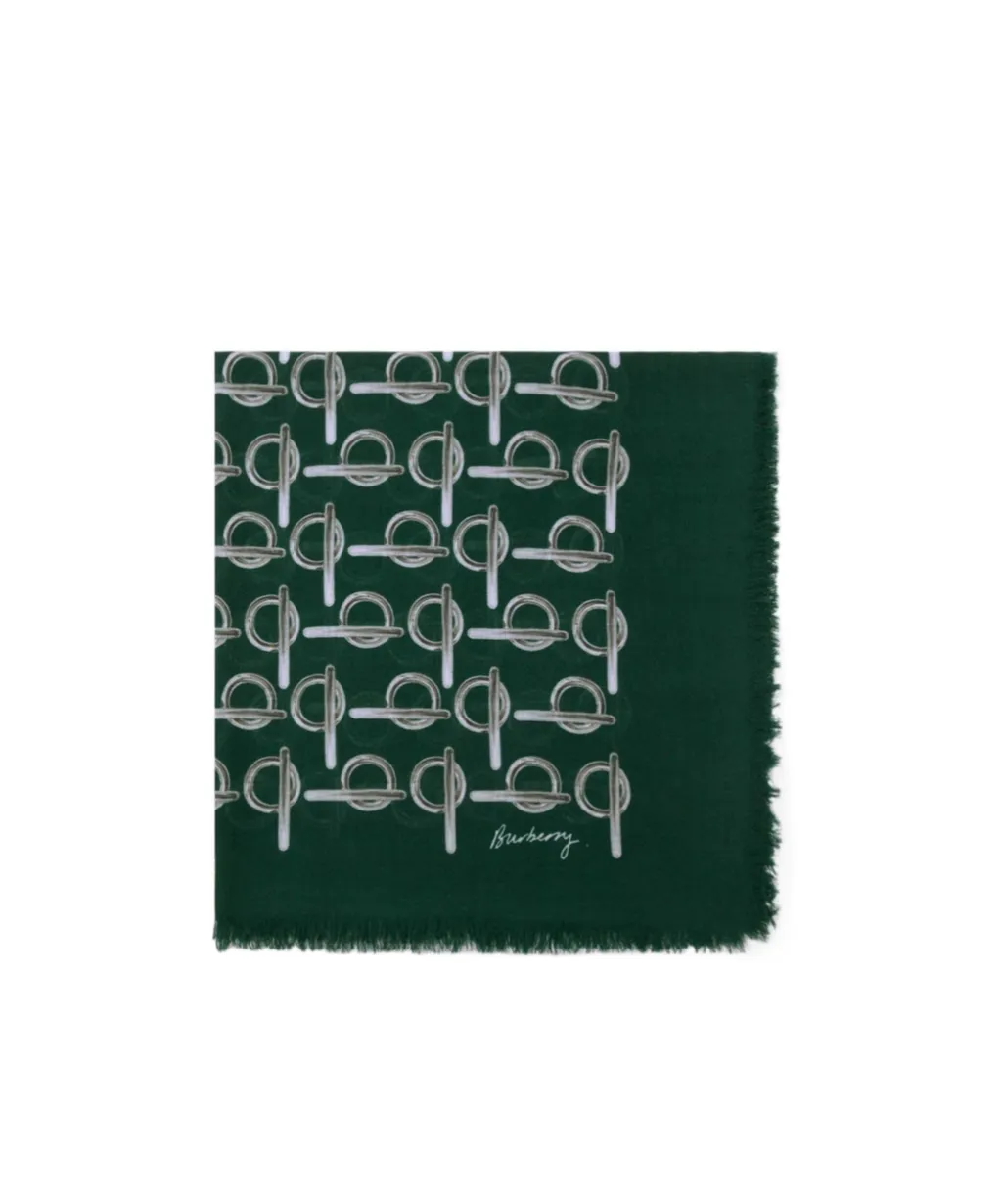 B Print Frayed Edge Scarf