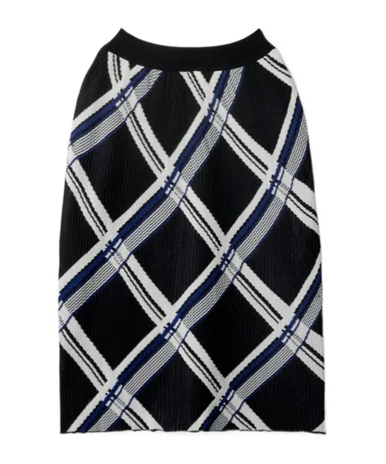 Checked Silk Skirt