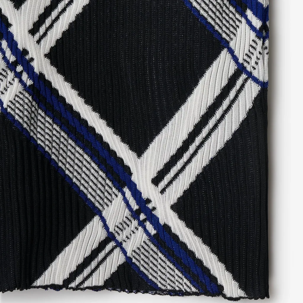 Checked Silk Skirt