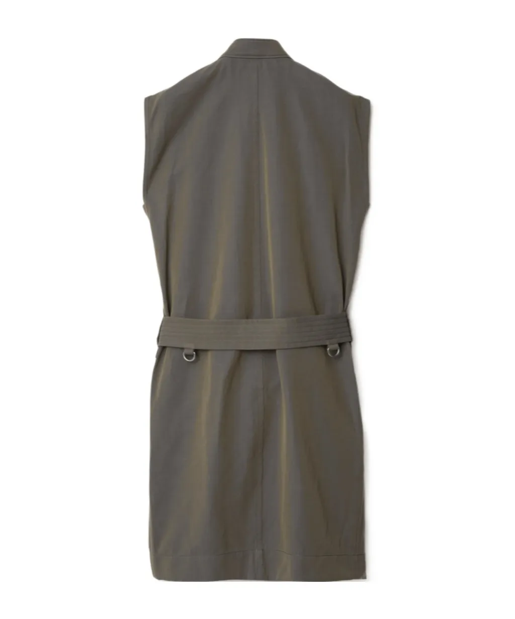 Zip-Detailed Belted Sleeveless Mini Dress