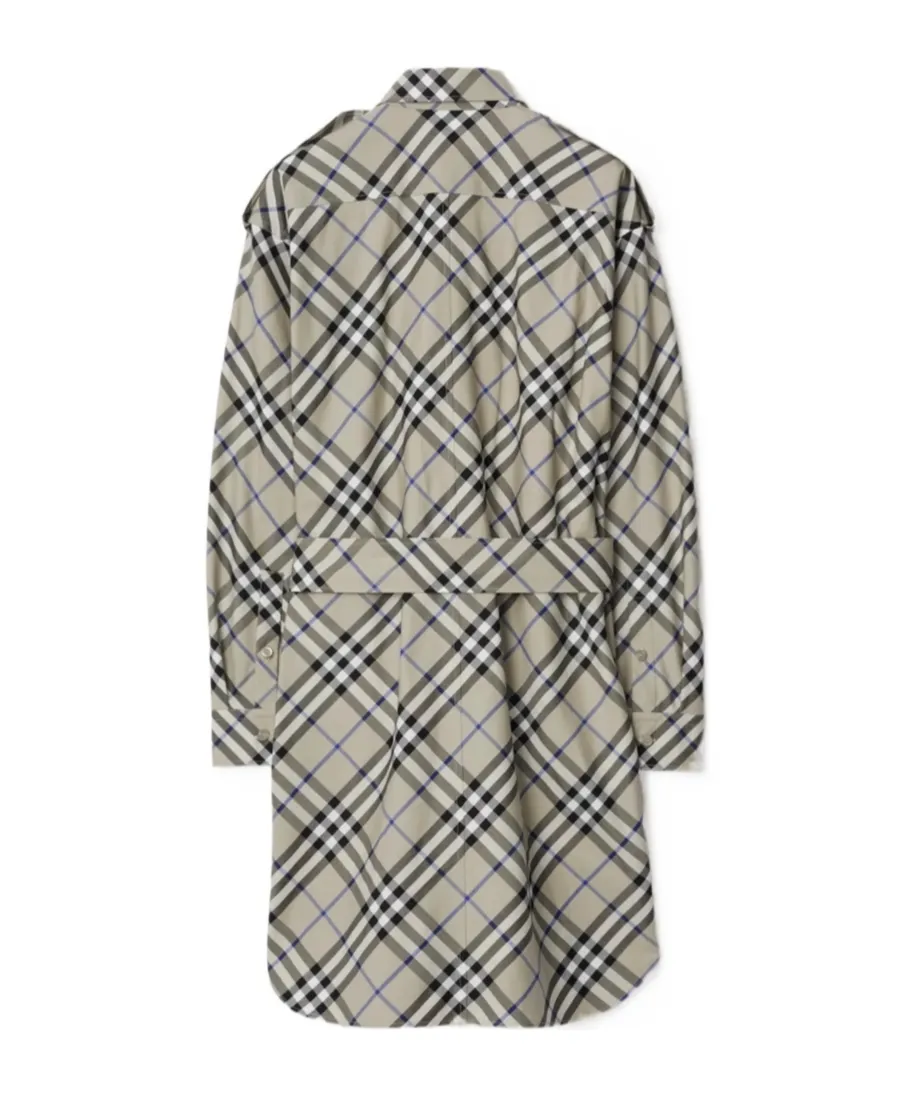 Checked Belted Waist Trench Coat