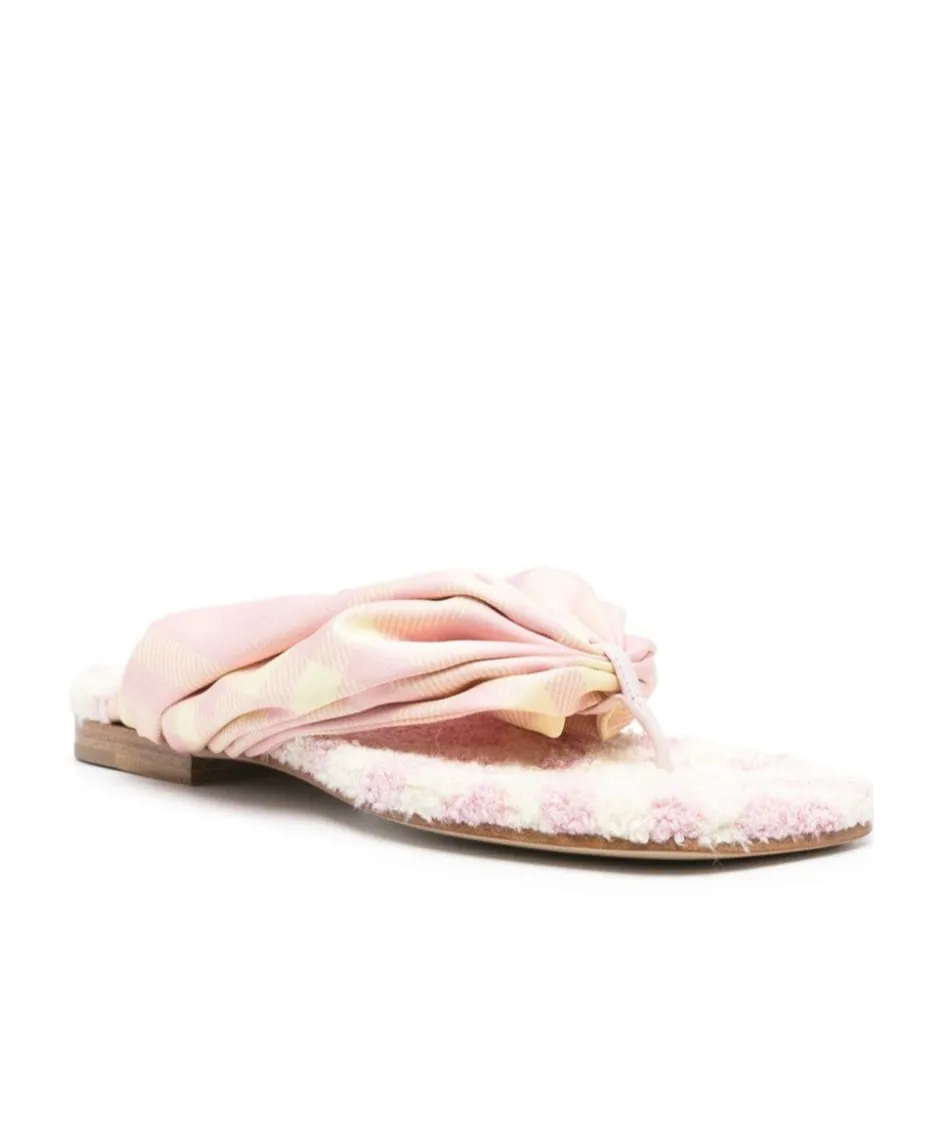 Check Printed Open-Toe Flat Sandals
