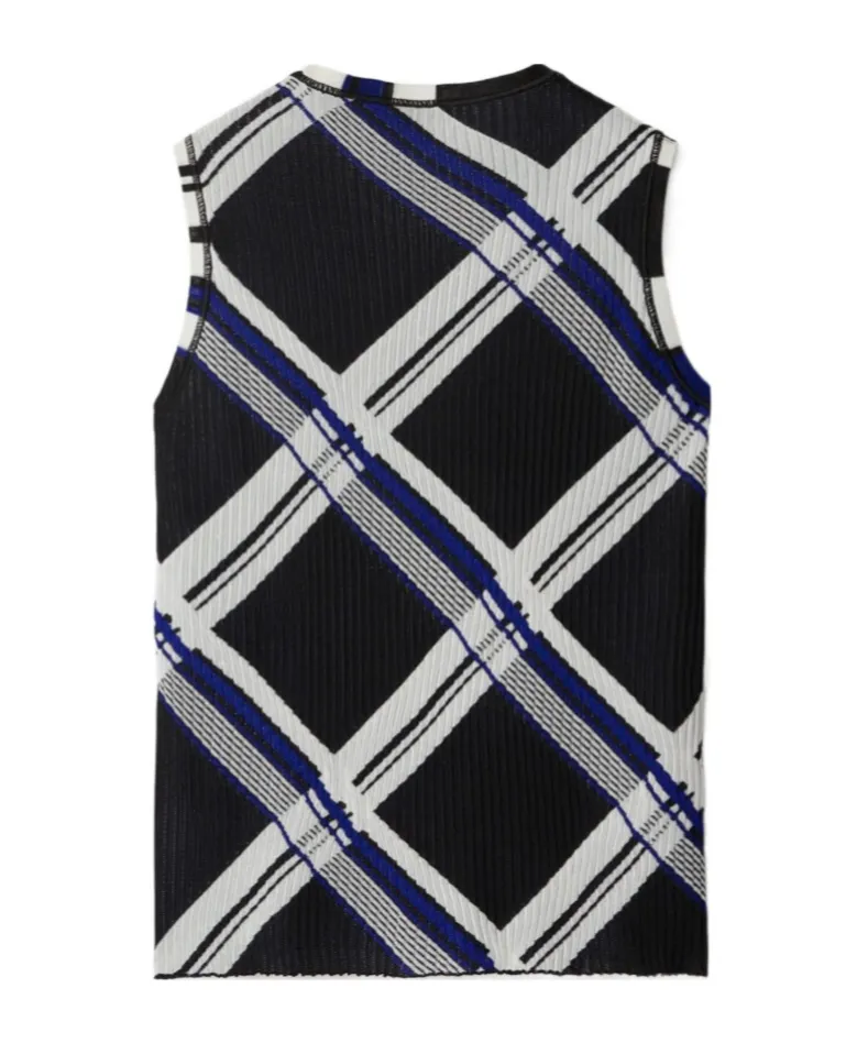 Checked Silk Knitted Vest