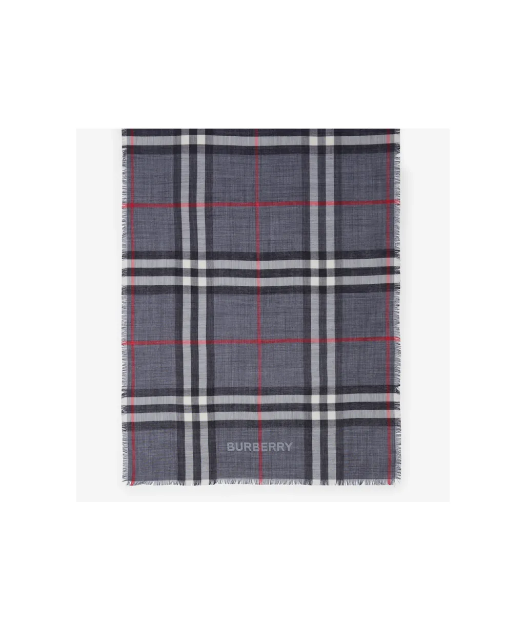 Check Wool-Silk Reversible Scarf