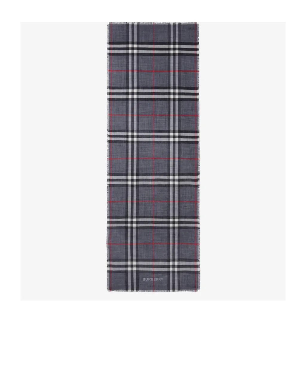 Check Wool-Silk Reversible Scarf