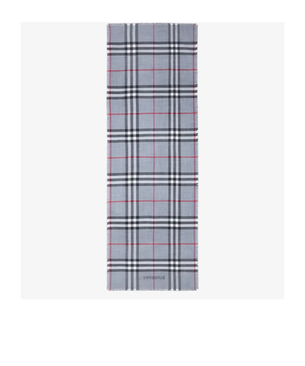 Check Wool-Silk Reversible Scarf