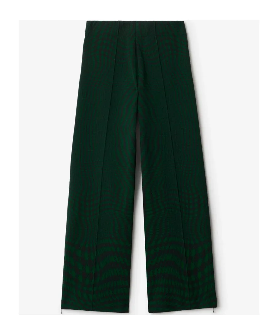 Houndstooth-Pattern Wide-Leg Trousers