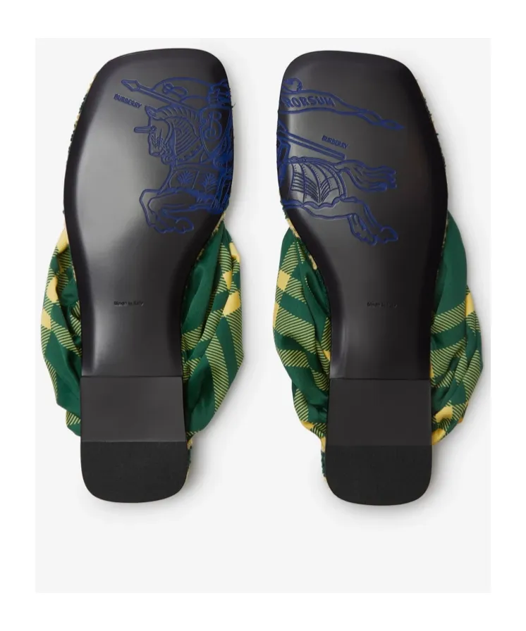 Checked Thong-Strap Pool Flat Slides