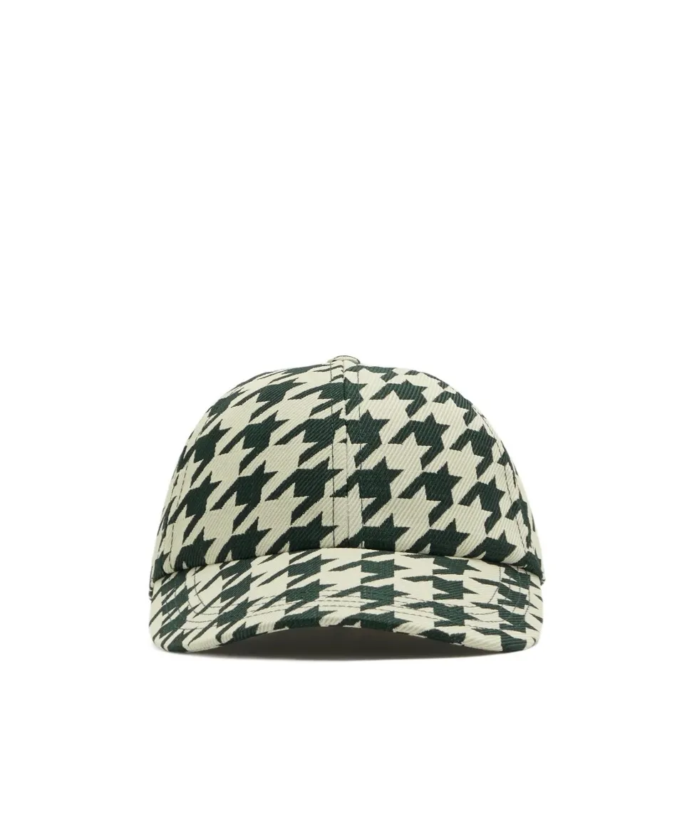 Houndstooth-Pattern Cotton Cap