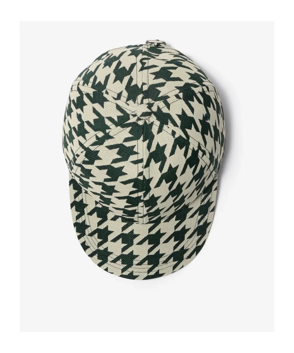 Houndstooth-Pattern Cotton Cap