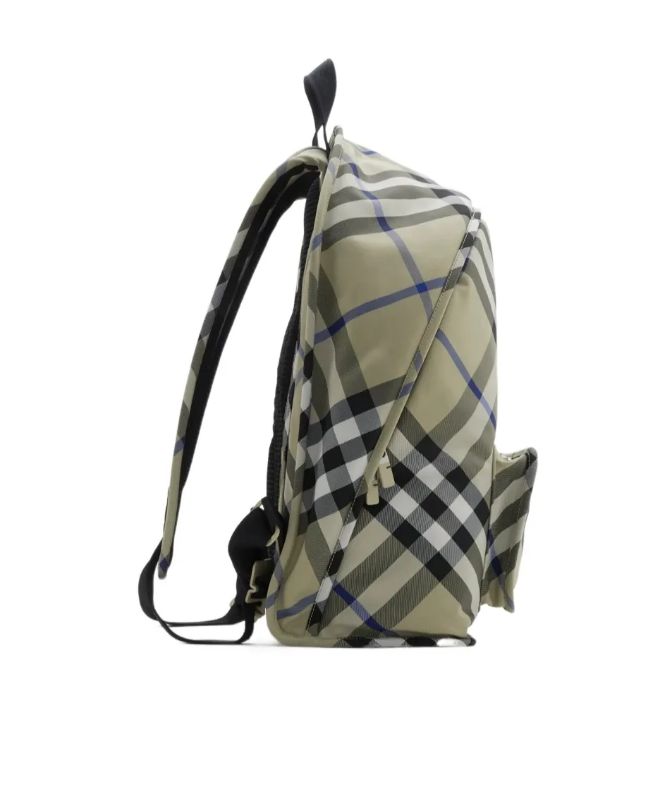 Check-Printed Zipped Backpack