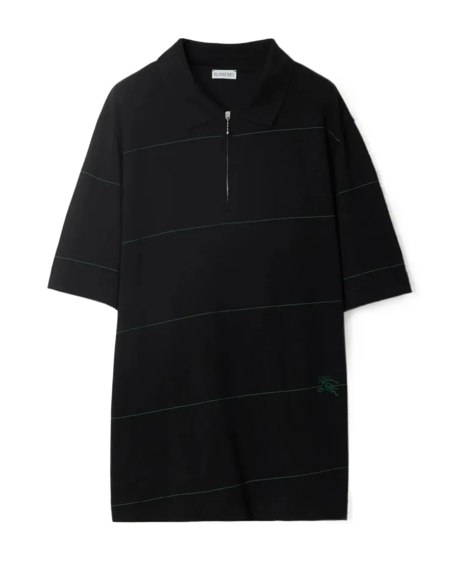 Striped Logo Embroidered Polo Shirt