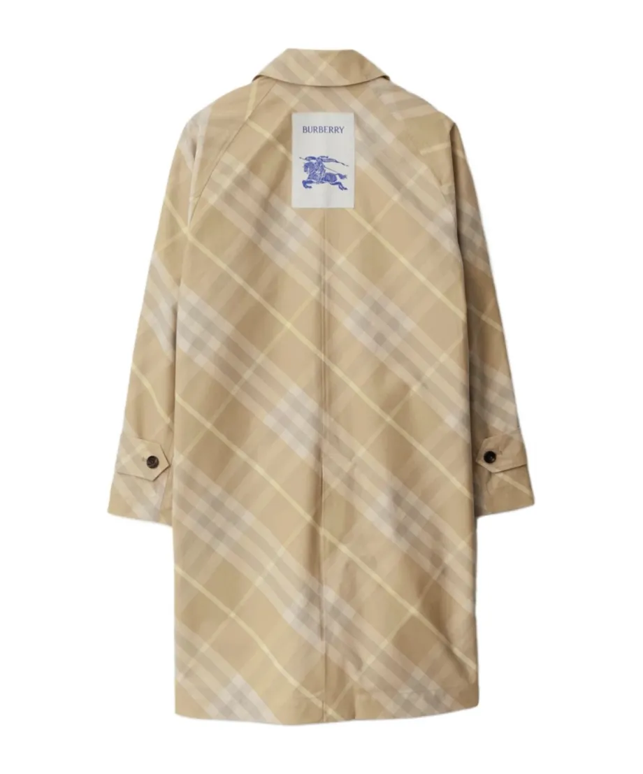 Reversible Check-Printed Buttoned Car Coat