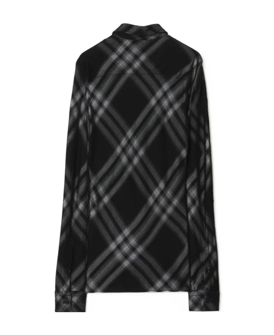 Check-Printed Long-Sleeved Buttoned Shirt