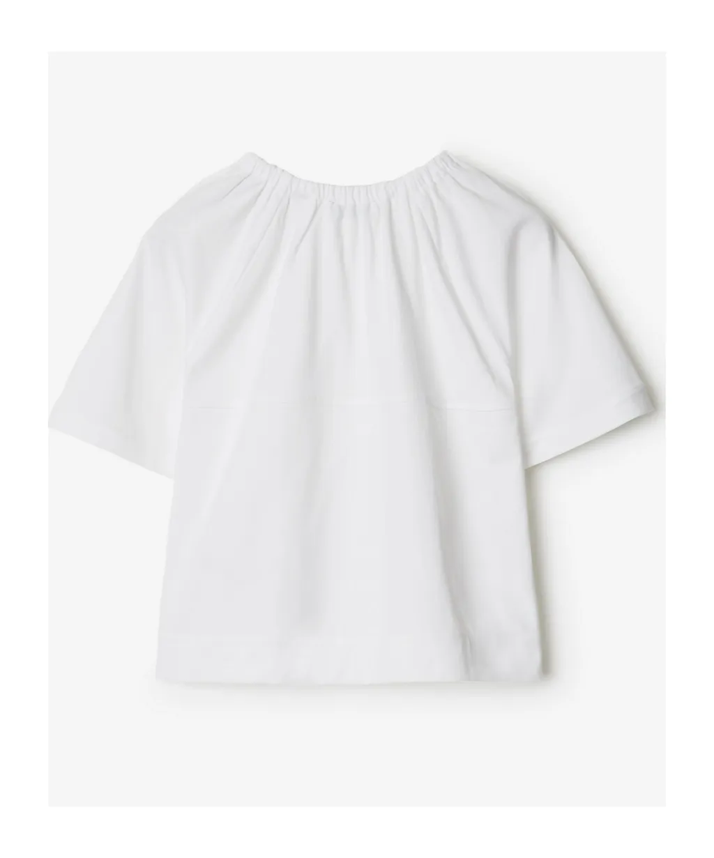 Logo-Patch Gathered Cotton T-Shirt