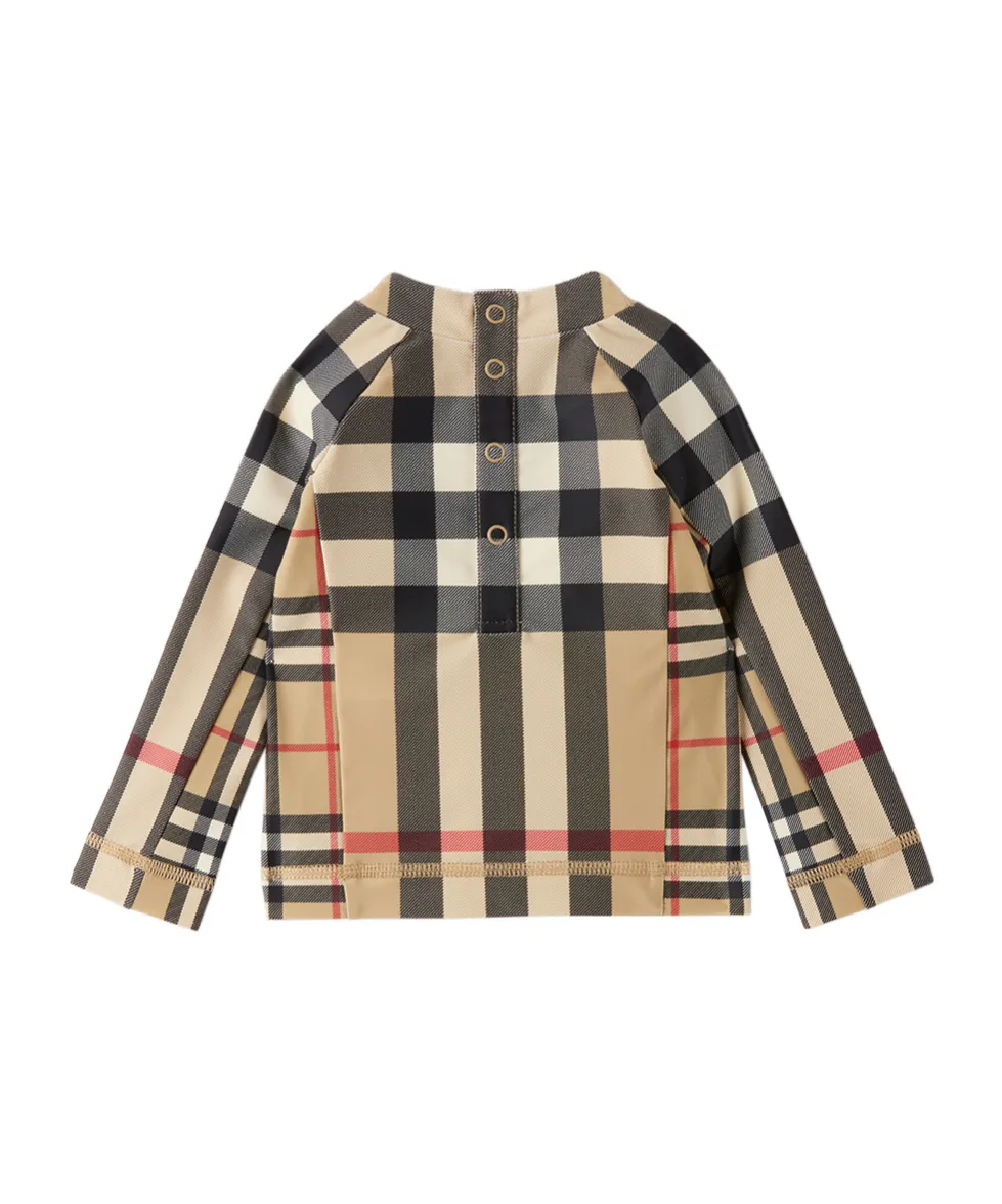 Baby Long Sleeve Checked Swimsuit