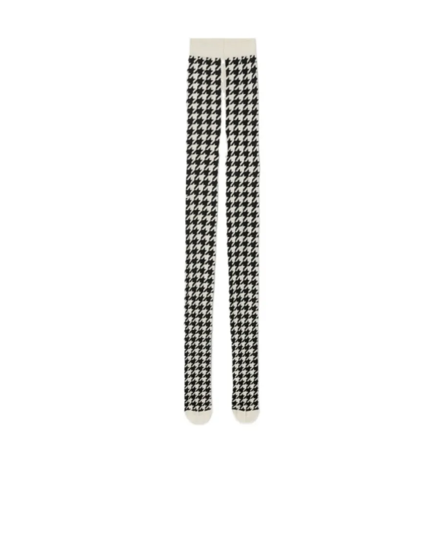 Herringbone-Printed Skinny Cut Tights