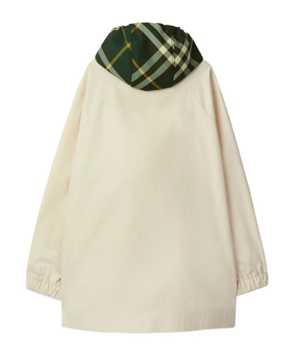 Long-Sleeved Checkered Hooded Parka