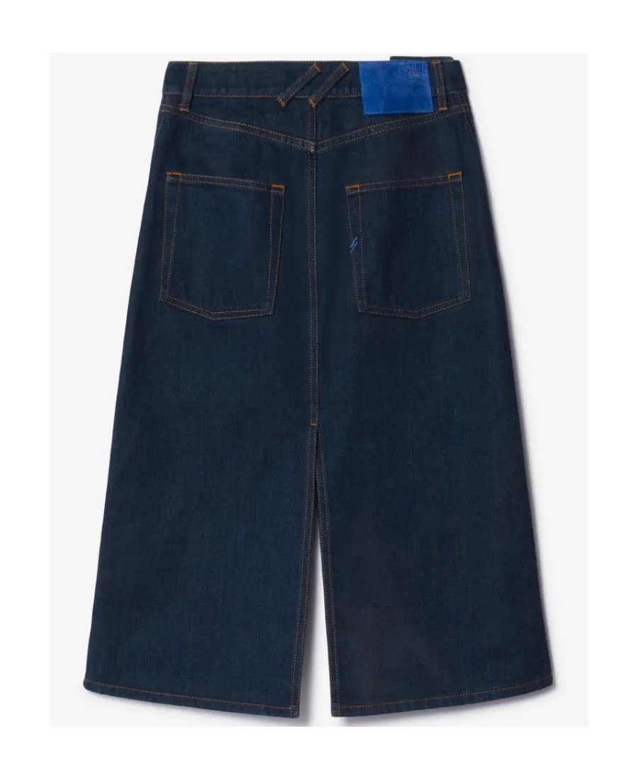 Japanese Front-Slit Denim Midi Skirt