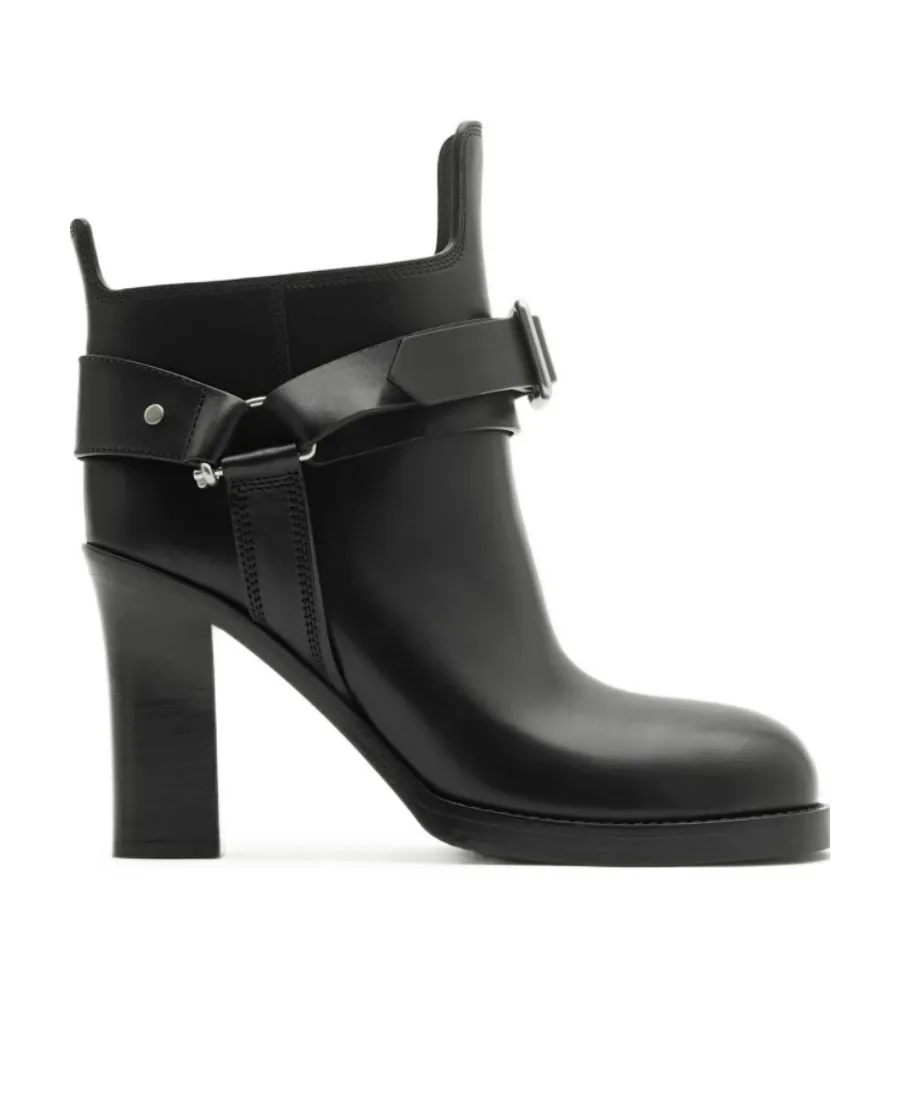 Buckled 100Mm Leather Ankle Boots
