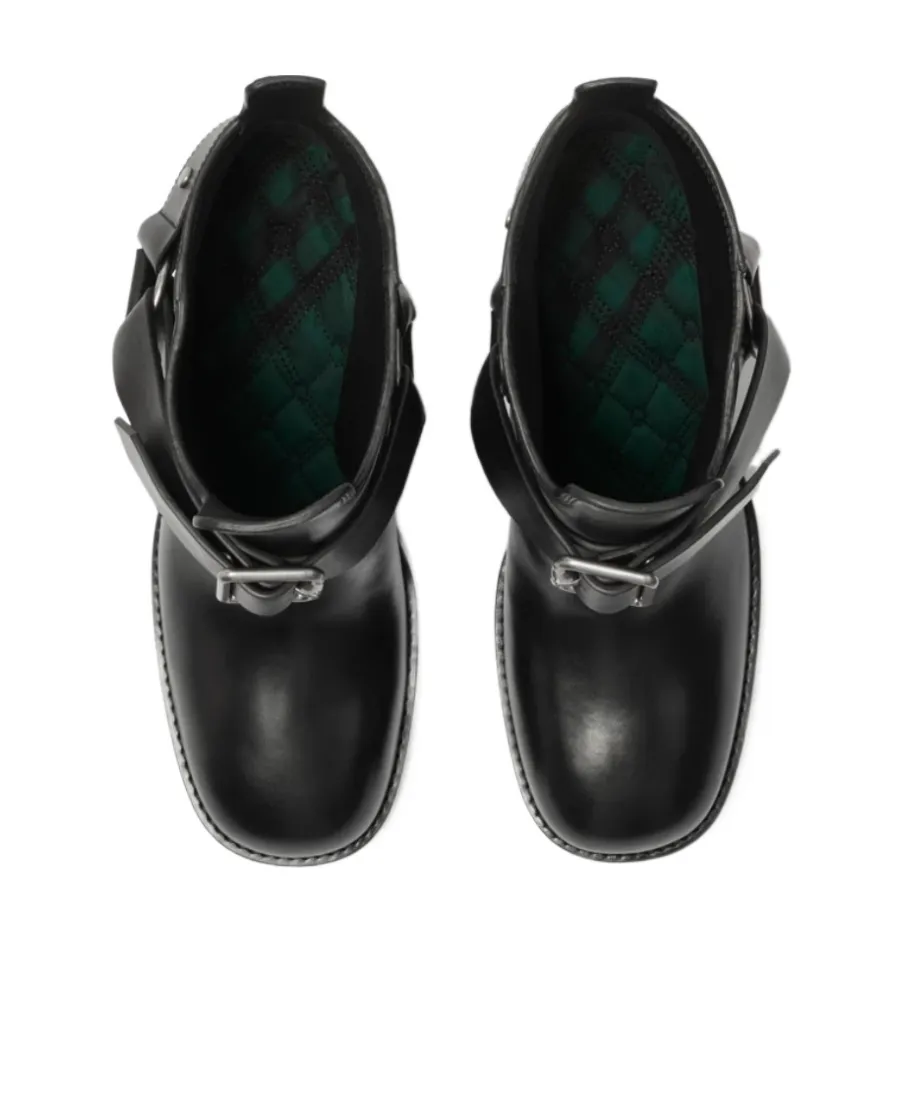 Buckled 100Mm Leather Ankle Boots
