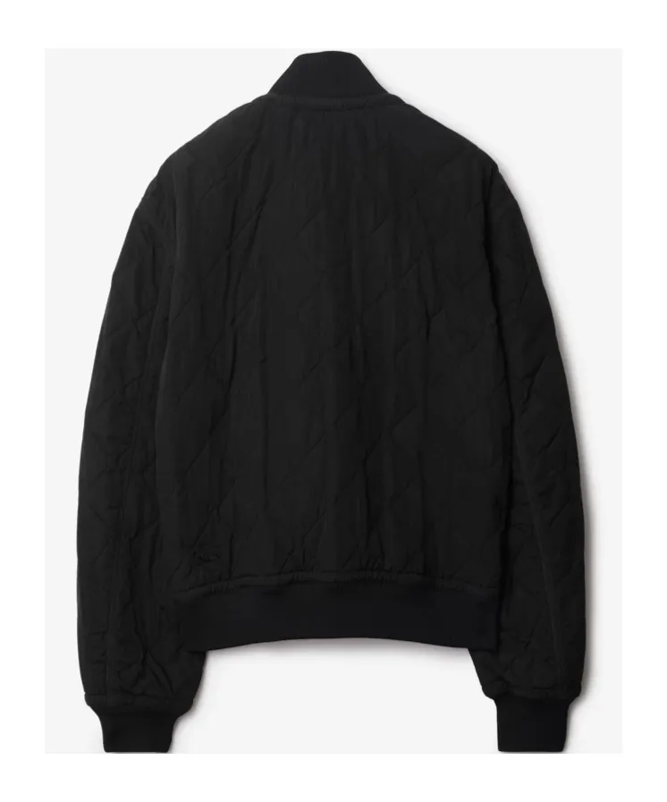 Stand Up-Collar Quilted Bomber Jacket