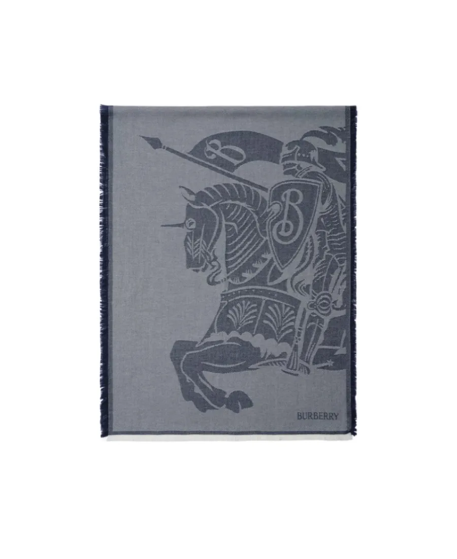 Equestrian Knight Knitted Fringed-Edge Scarf