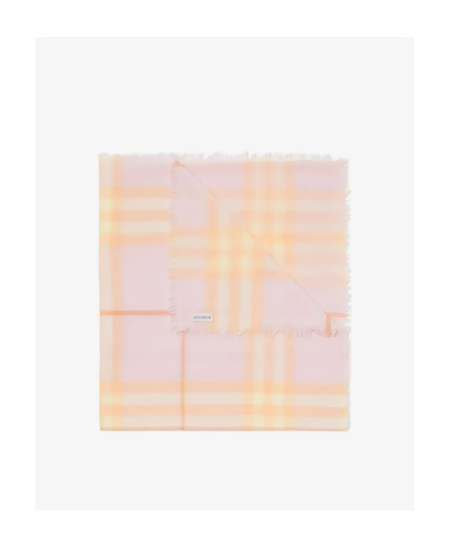 Check-Printed Frayed-Edge Scarf