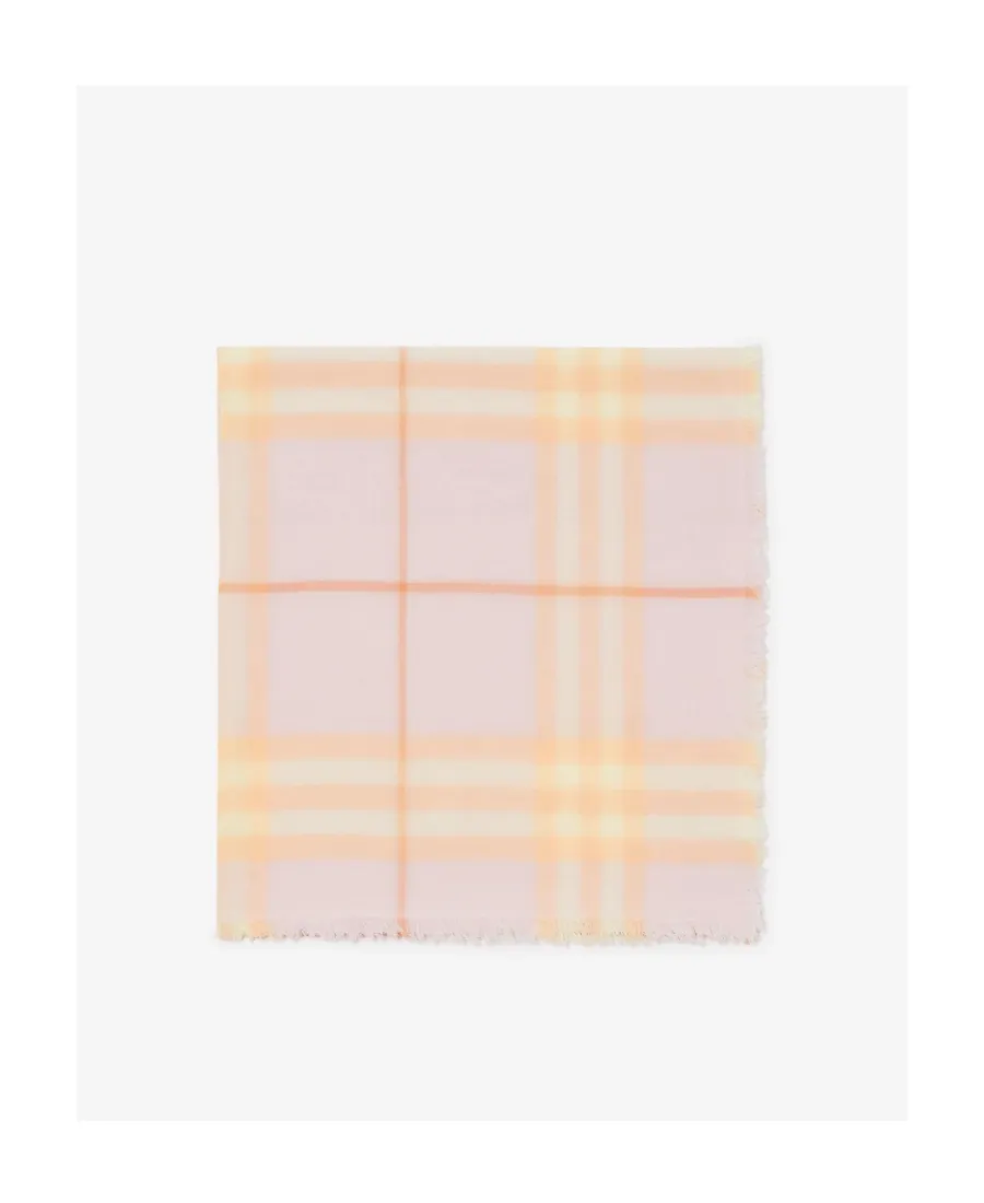 Check-Printed Frayed-Edge Scarf