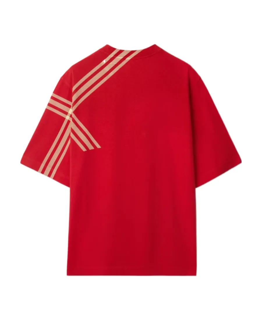 Check-Pattern Cotton T-Shirt