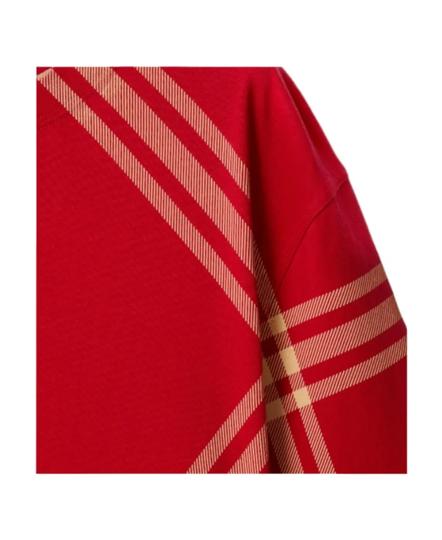 Check-Pattern Cotton T-Shirt