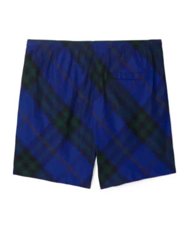 Checkered Knee-Length Twill Swim Shorts