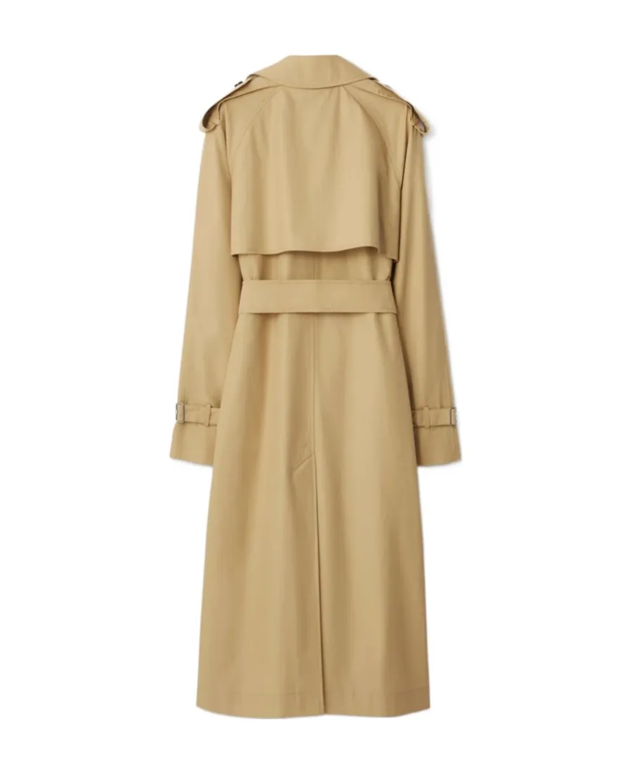 Gabardine Double-Breasted Belted Trench Coat
