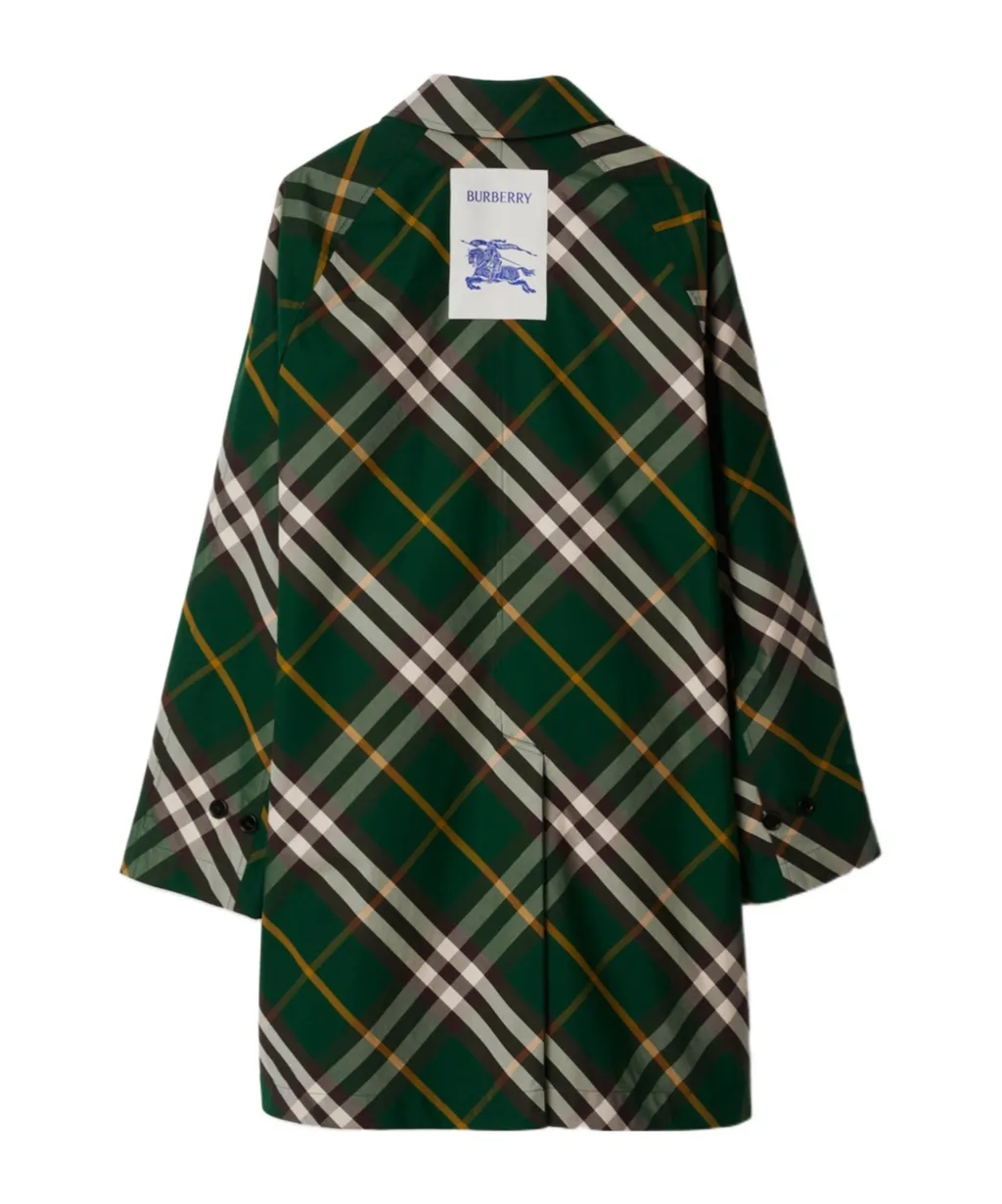 Reversible Checked Buttoned Car Coat