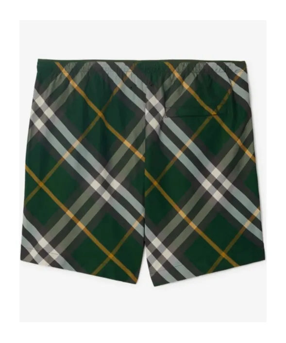 Checkered Knee-Length Twill Swim Shorts