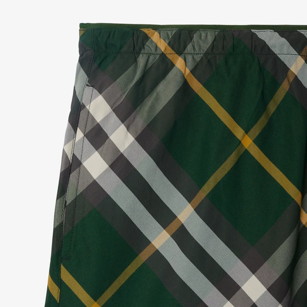 Checkered Knee-Length Twill Swim Shorts