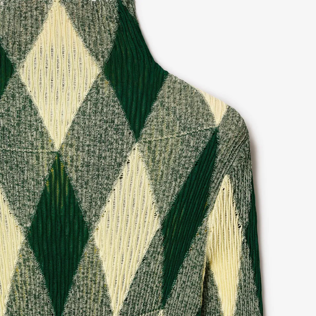 Argyle Roll-Neck Ribbed-Knit Dress