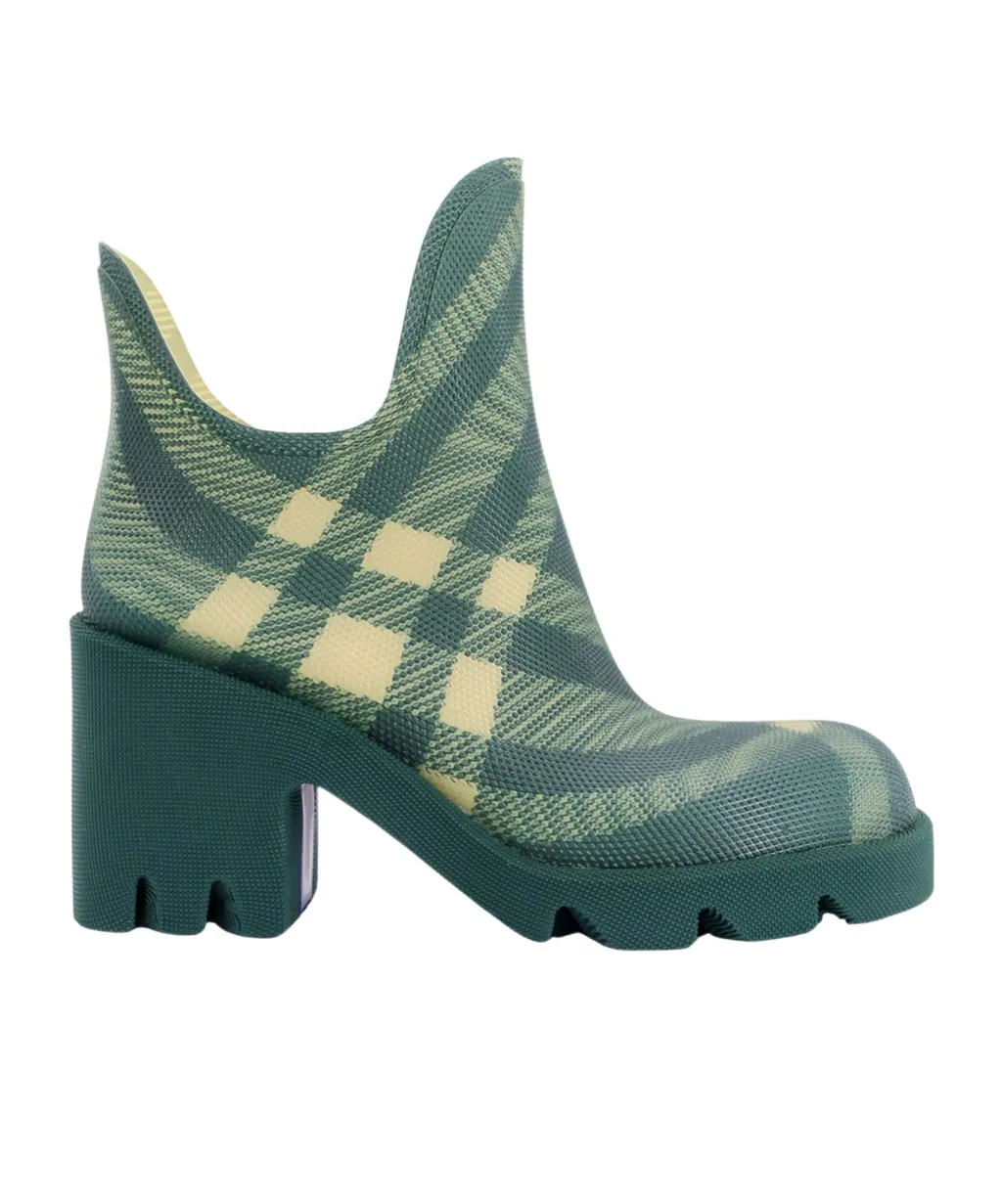 Check Printed Round-Toe Ankle Boots