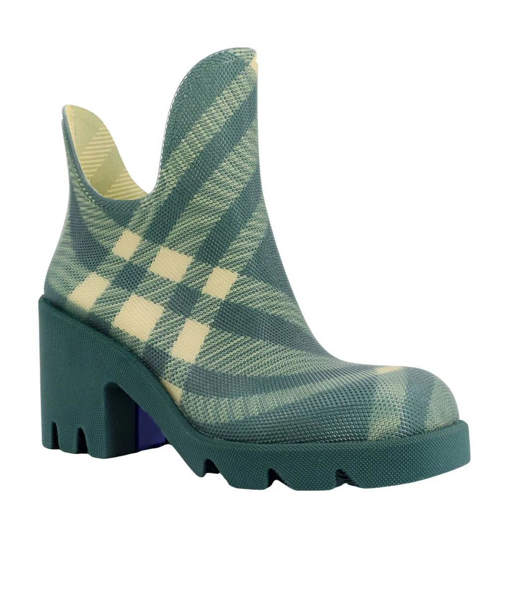 Check Printed Round-Toe Ankle Boots