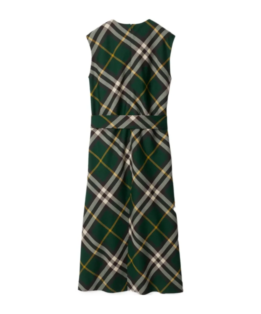 Nova Checked Belted Sleeveless Midi Dress