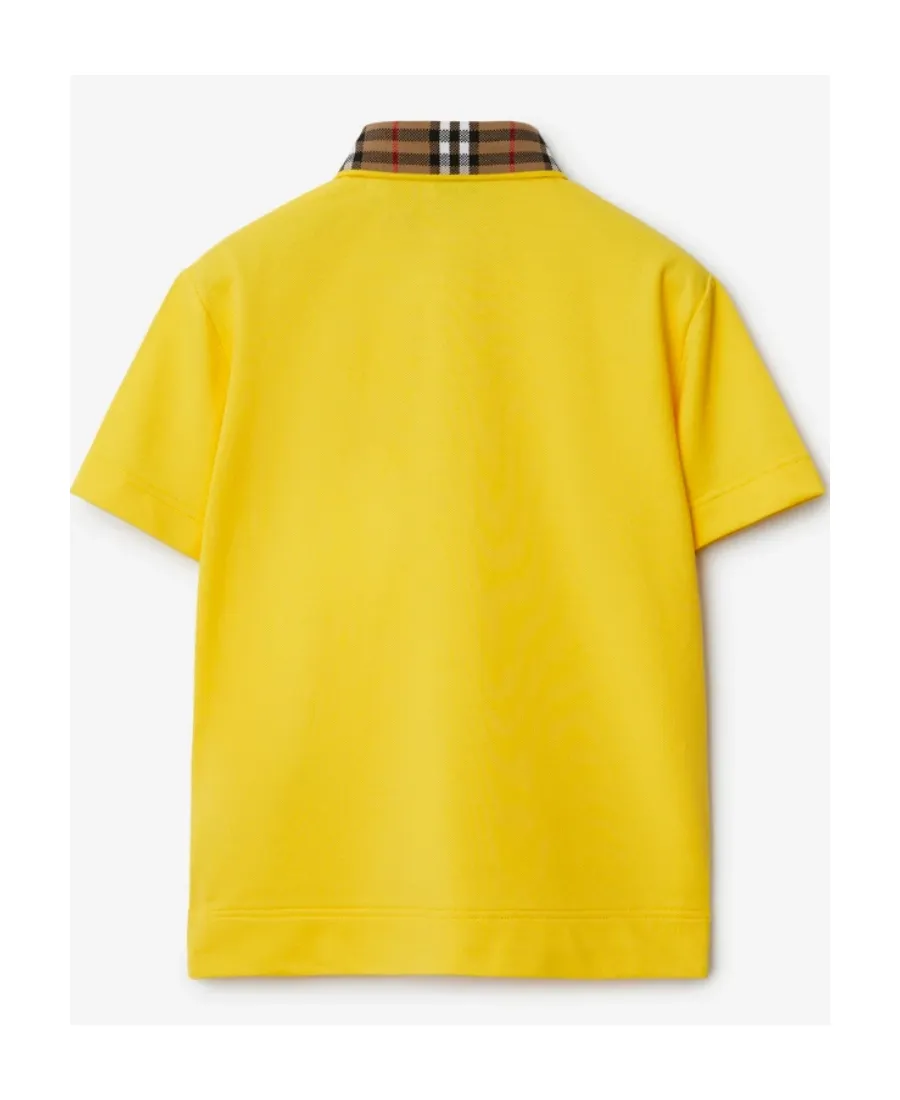 Check-Collar Logo Embroidered Polo Shirt