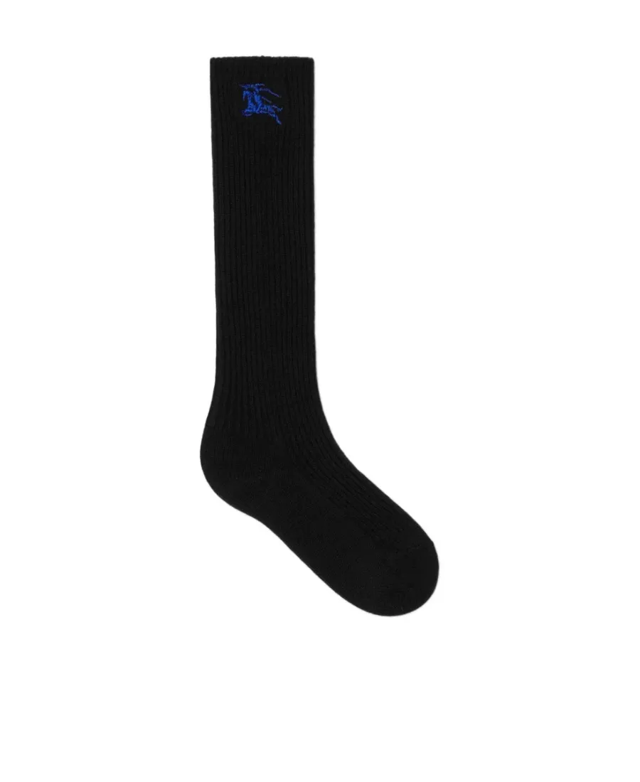 Logo Embroidered Ribbed-Knit Socks