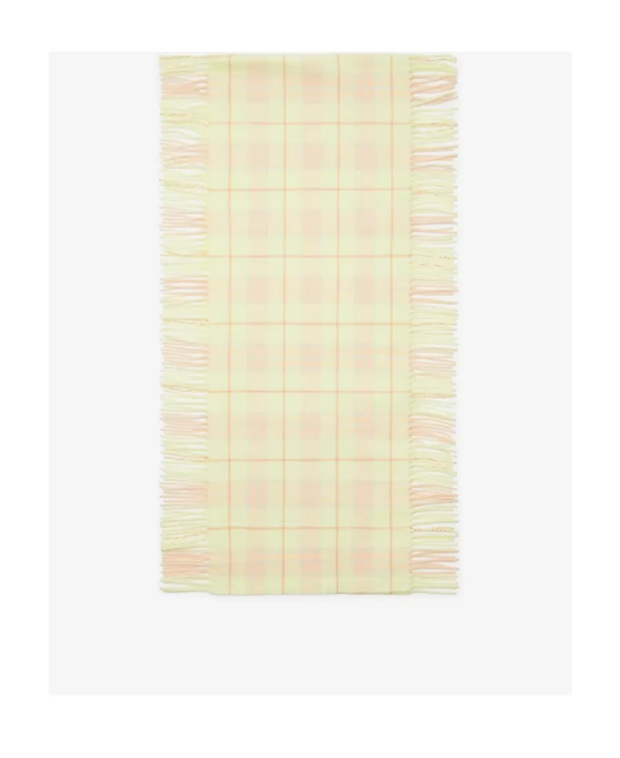 Check-Printed Fringed-Edge Scarf