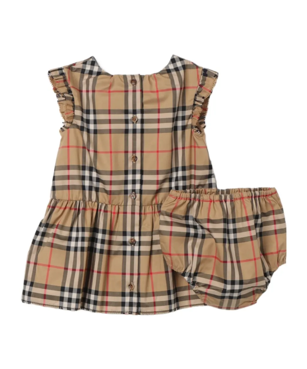 Kids Vintage Check Ruffled Dress Set