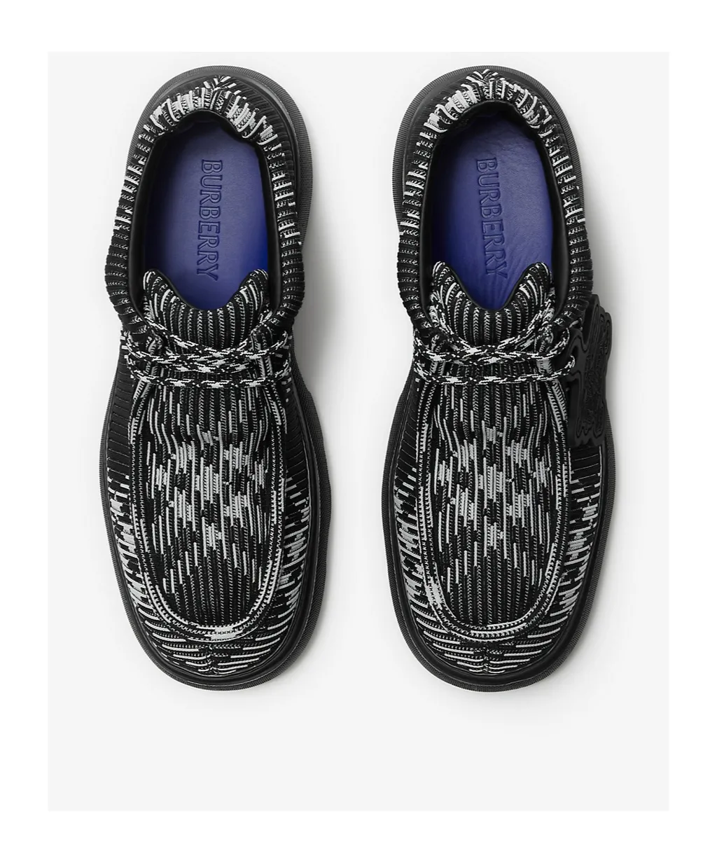 Checked Round-Toe Lace-Up Derby Shoes