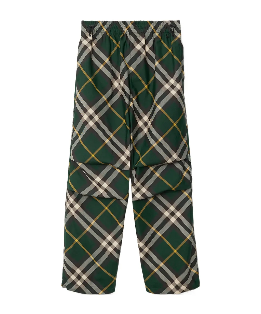 Wide-Leg Equestrian Knight Motif Checked Trousers