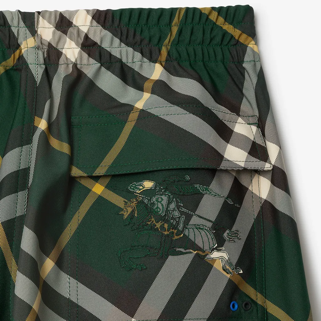 Wide-Leg Equestrian Knight Motif Checked Trousers